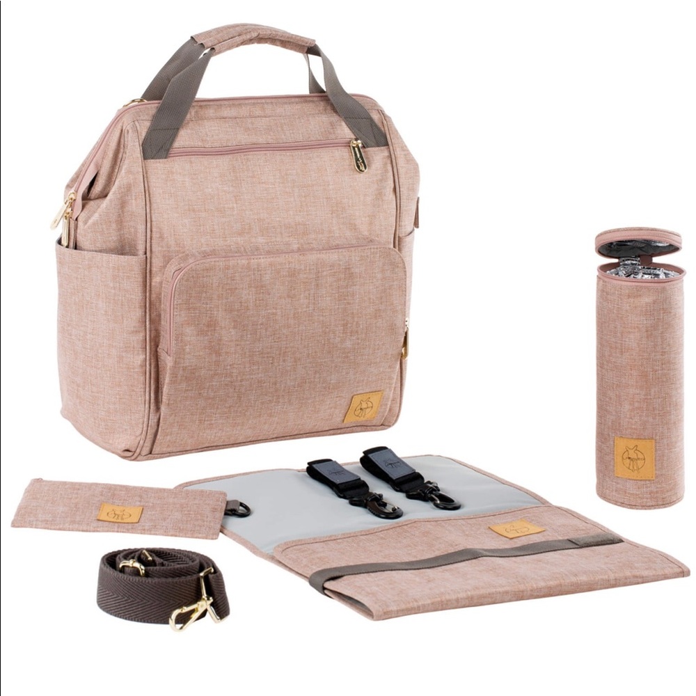 Lassig Goldie Convertible Backpack Diaper Bag/Rose